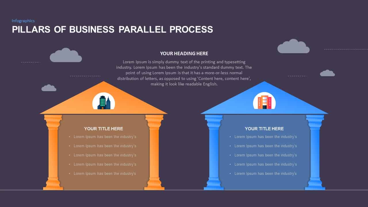 Pillars For Business Parallel Process PowerPoint Template