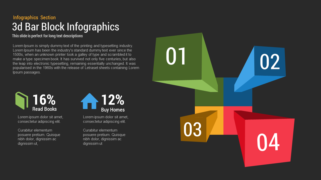 3D Bar Block Infographics PowerPoint and Keynote template