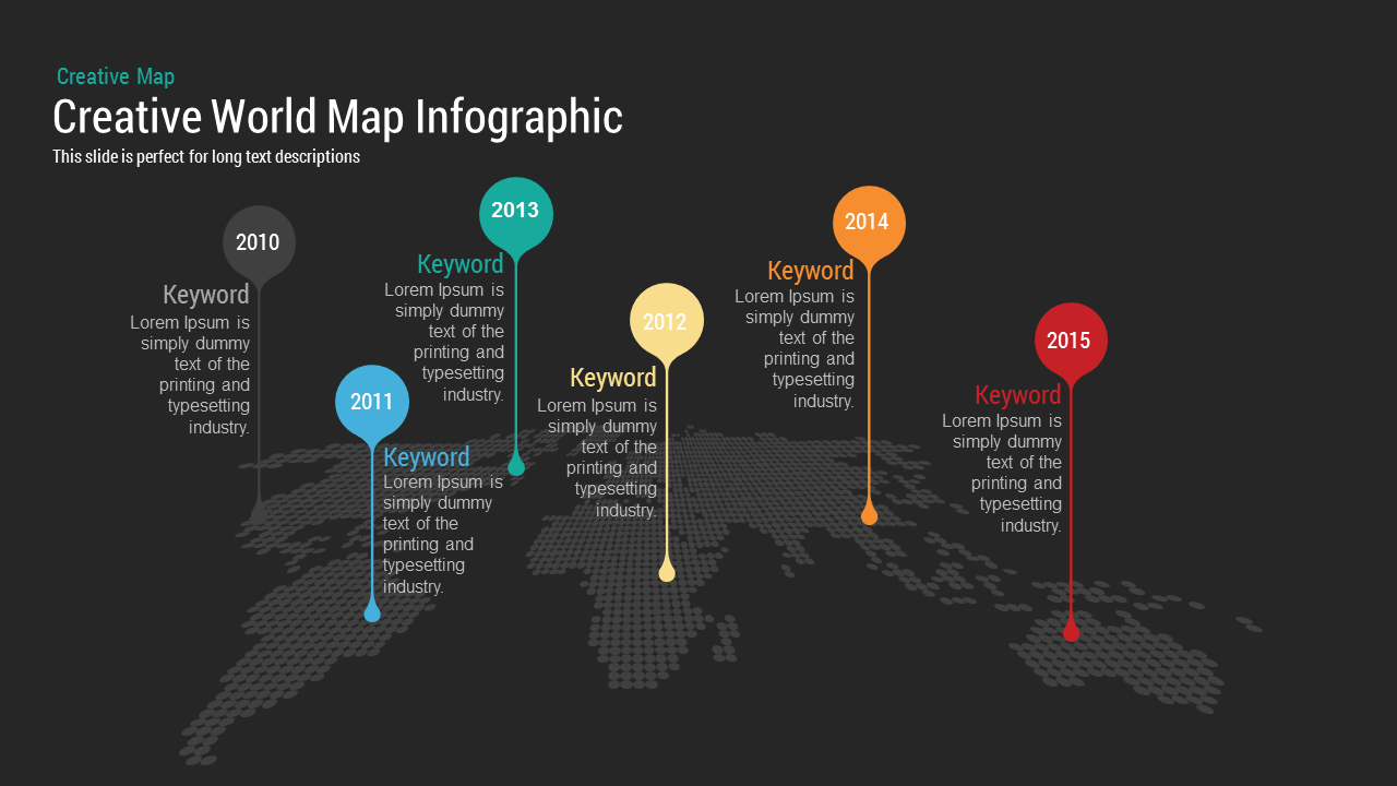 Creative World Map with bubbles PowerPoint and Keynote template