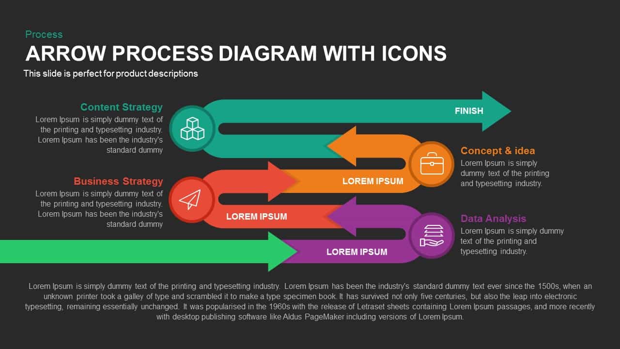 Arrow Process Diagram with Icons