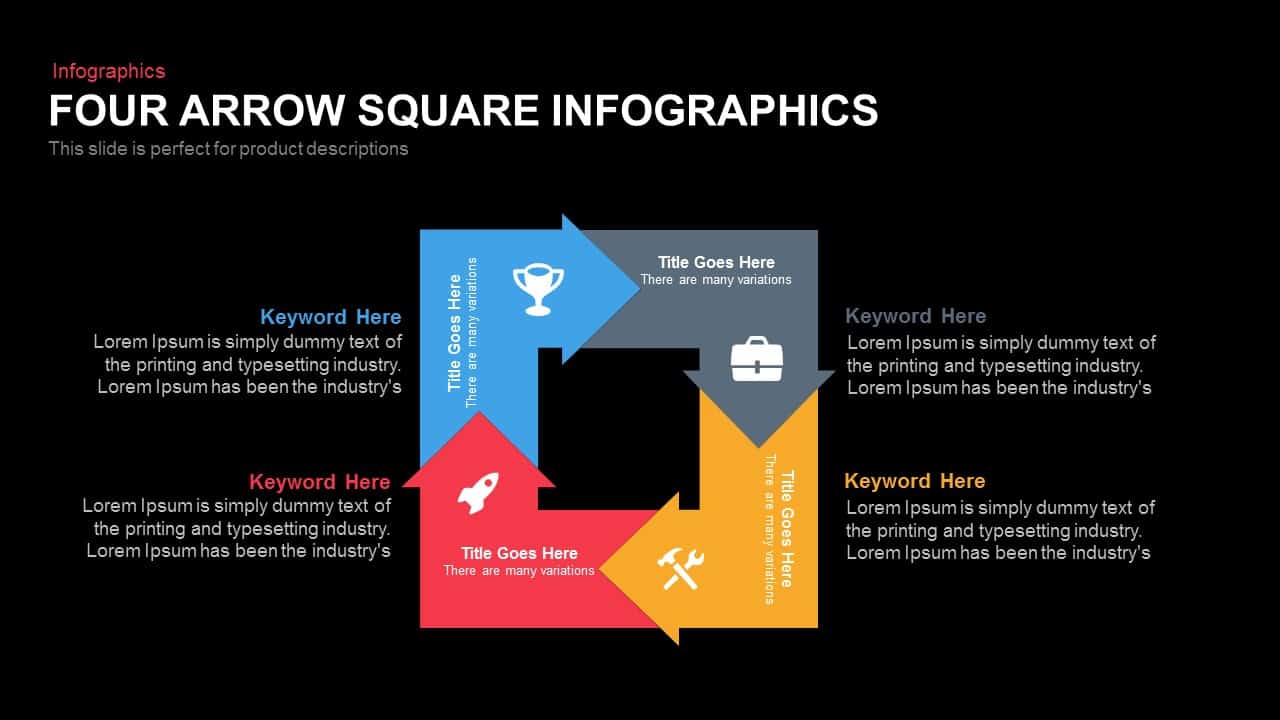 Four Arrow Square Infographics