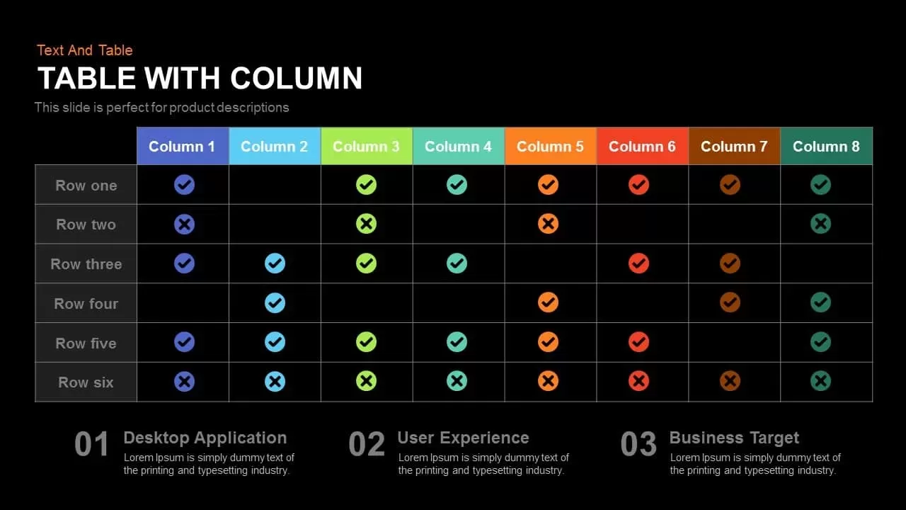 Table with Column PowerPoint Template and Keynote Slide