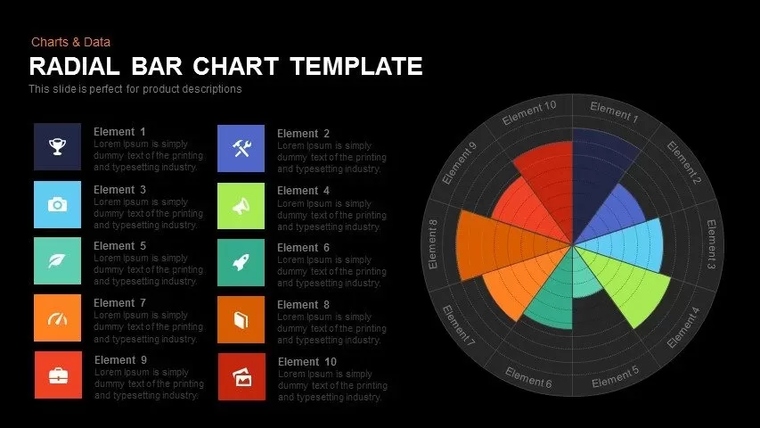 radial bar chart template for PowerPoint and Keynote