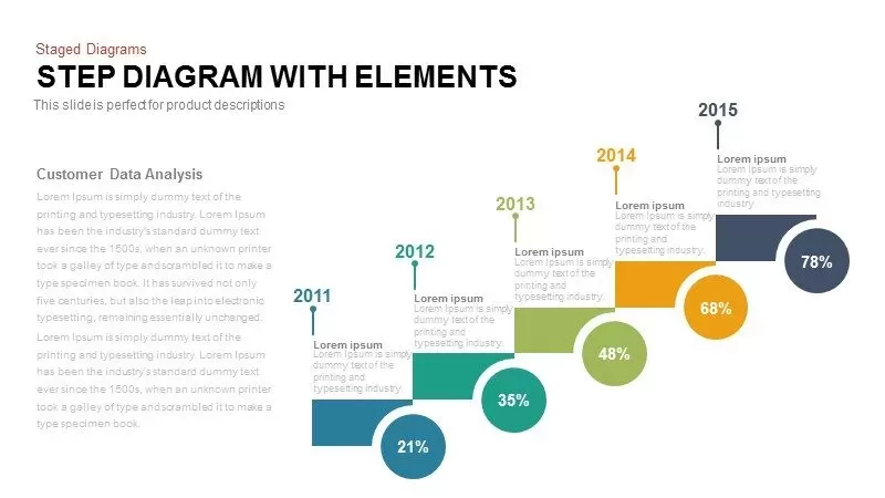 Step diagram with elements PowerPoint template and keynote 