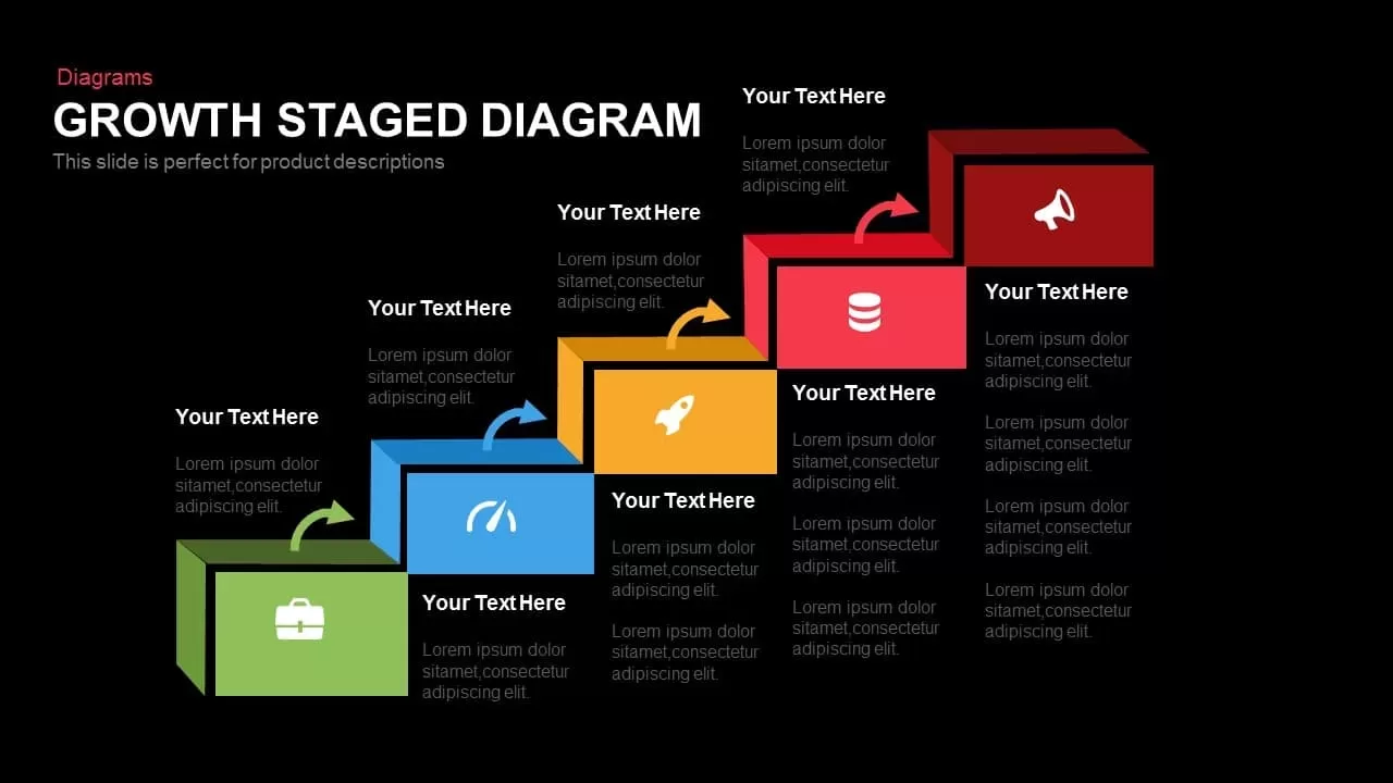 Growth Staged Diagram Powerpoint and Keynote template