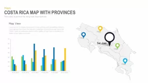 Costa Rica Map with Provinces PowerPoint Template