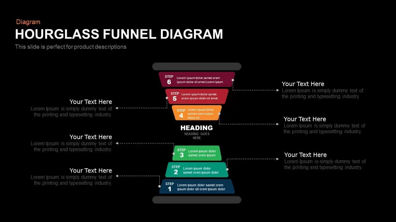 Hourglass Funnel Diagram Powerpoint and Keynote template