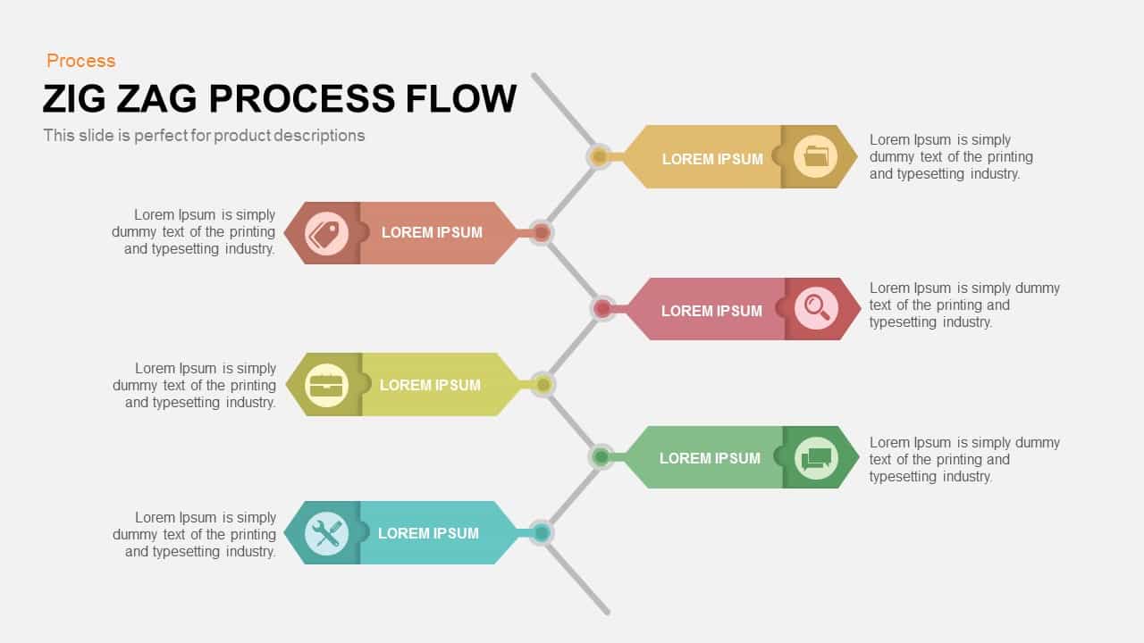 Zig Zag Process Flow PowerPoint Template