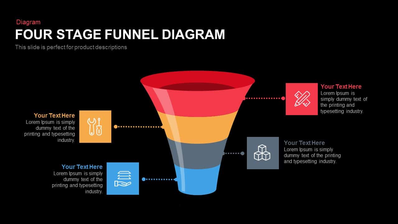 Four and Five Stage Funnel Diagram Powerpoint and Keynote template