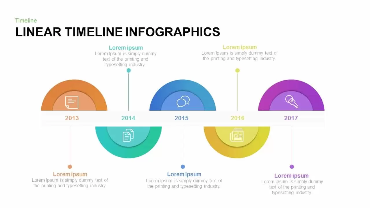 Linear timeline template for PowerPoint and keynote