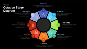 Octagon Stage Process Flow Diagram PowerPoint Template