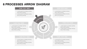 6 Processes Arrow Diagram Powerpoint and Keynote template