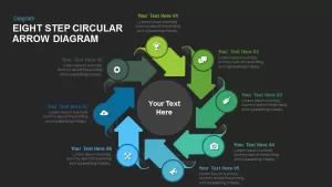 8 step circular arrow diagram template for PowerPoint and Keynote