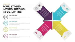 4 Staged infographics inward arrow PowerPoint template and keynote