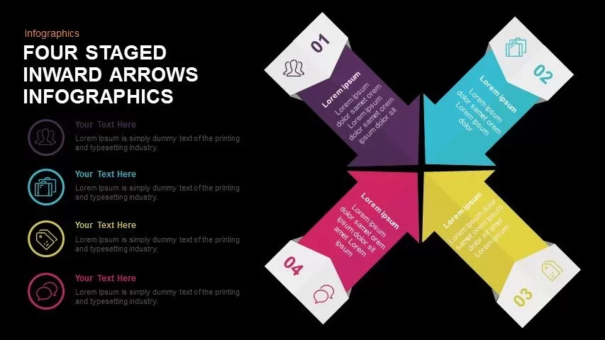 Four Staged Inward Arrows Infographics