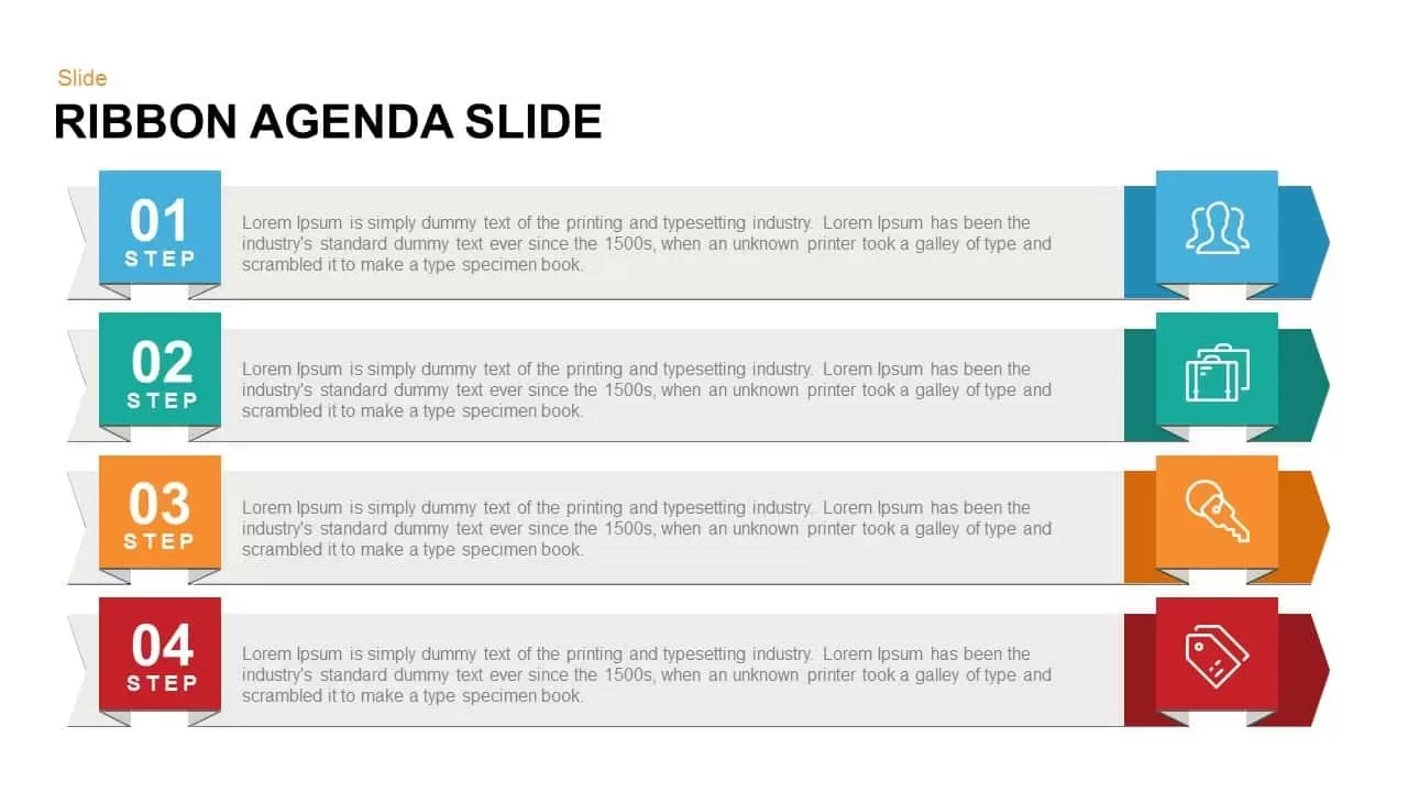 Ribbon Agenda Slide Powerpoint and Keynote template