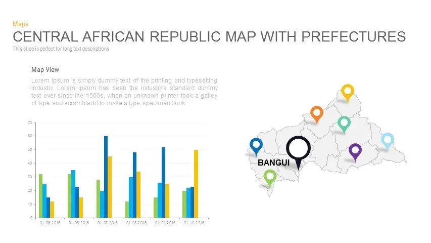 Central African Republic Map With prefectures Powerpoint and Keynote template