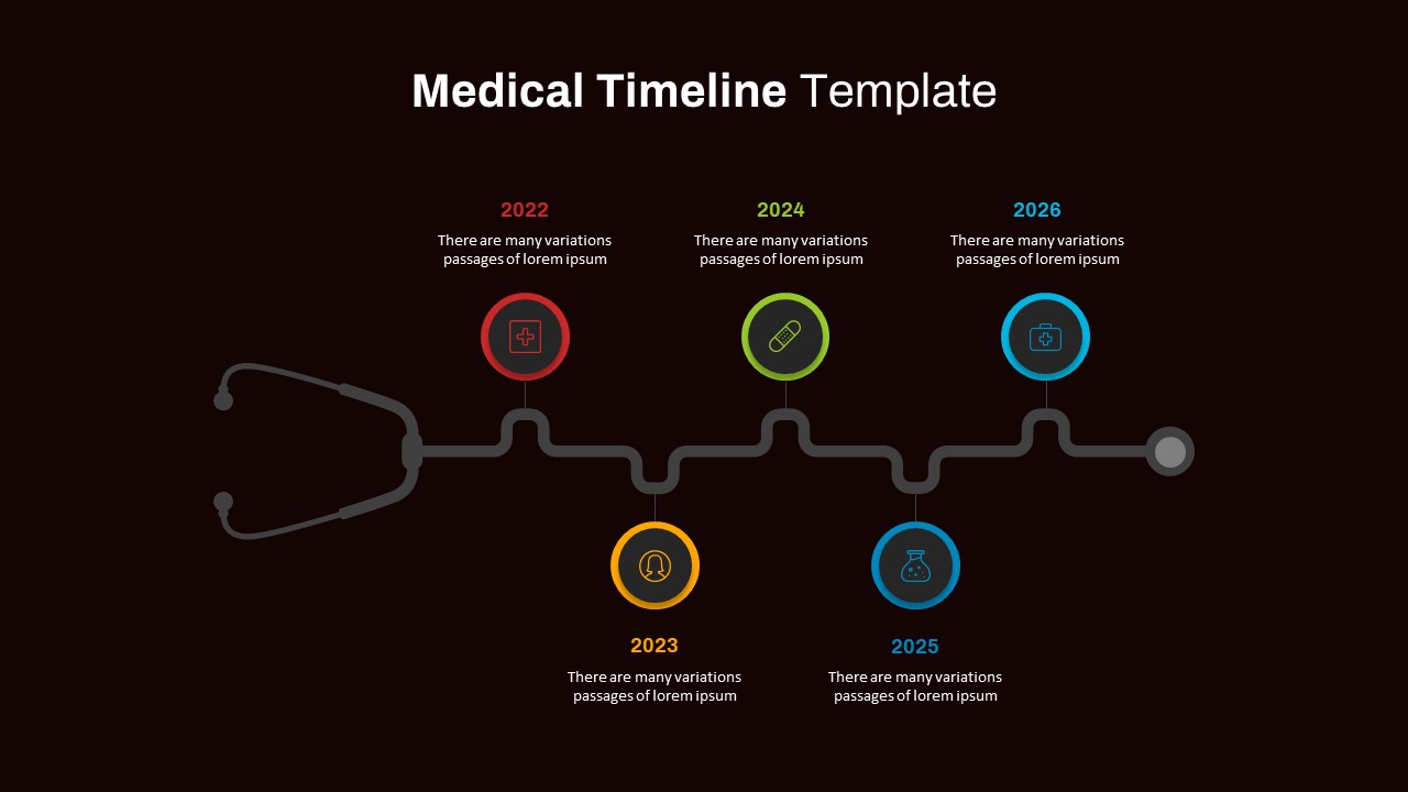 Medical Stethoscope Timeline PPT Template