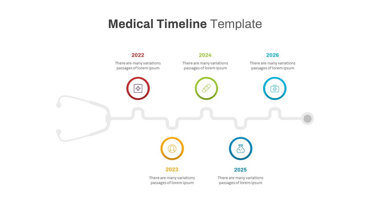 Medical Stethoscope Timeline PowerPoint Template