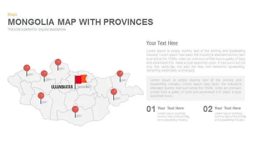 Mongolia Map With provinces Powerpoint and Keynote template