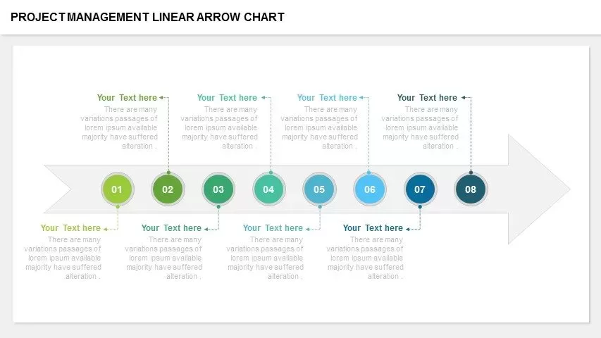 Project management linear arrow chart