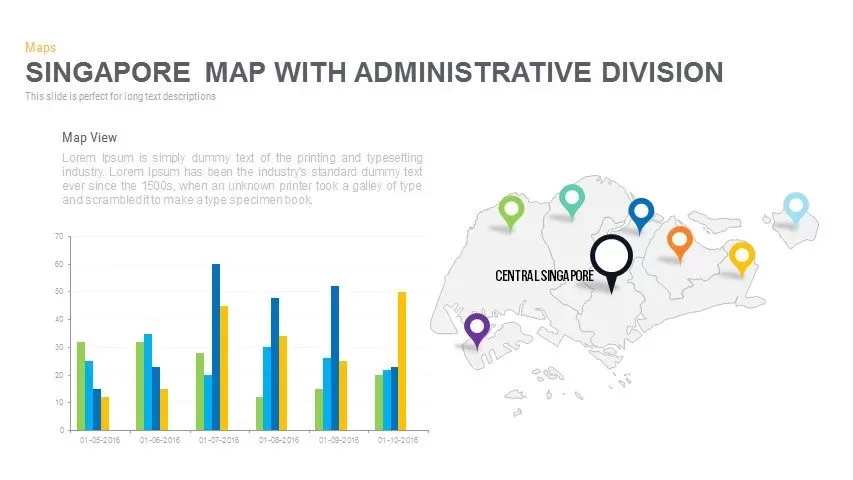 Singapore Map With Administrative Division Powerpoint and Keynote template