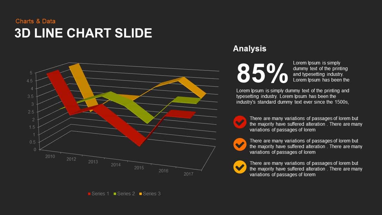 3d Line Chart Powerpoint and Keynote Slide