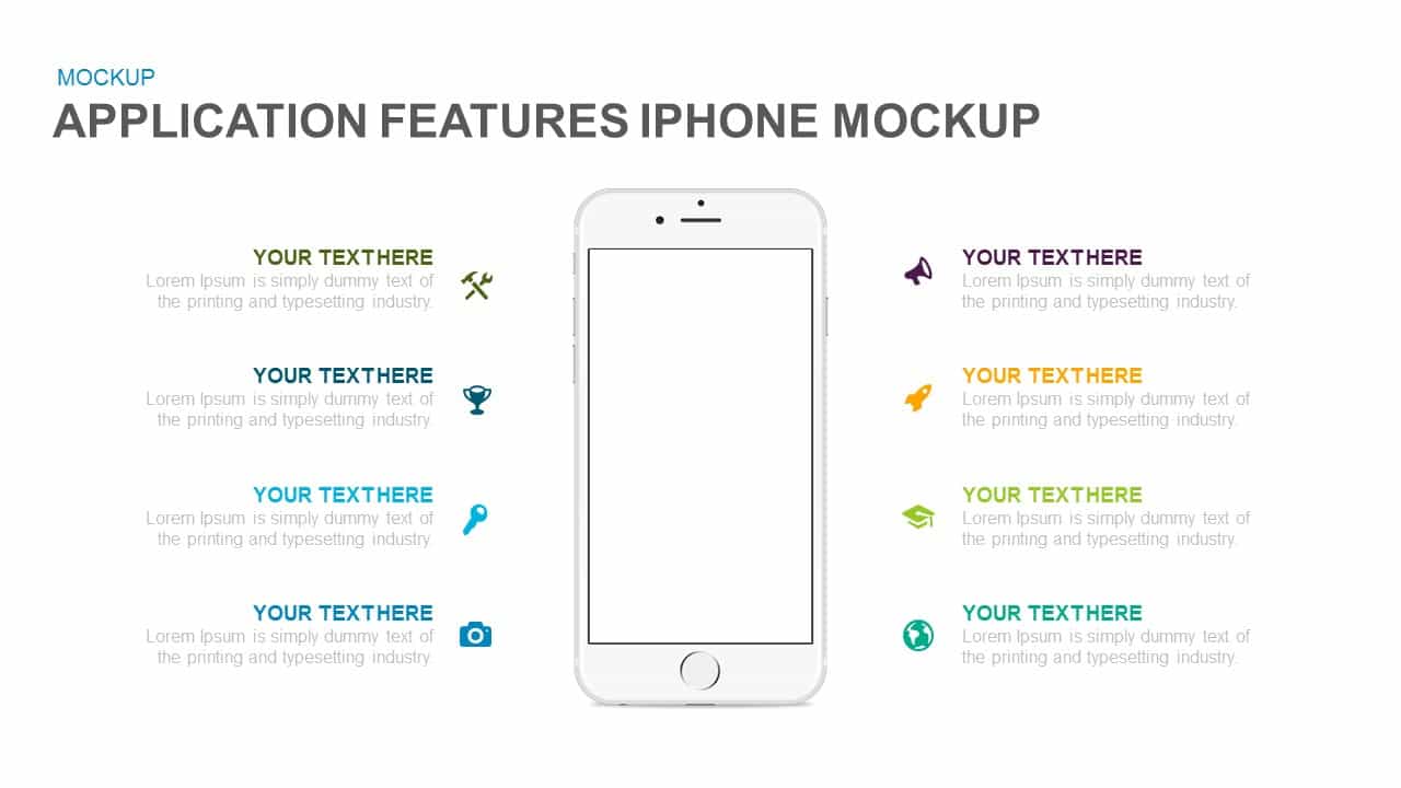 Application Features iPhone Mockup Powerpoint and Keynote template