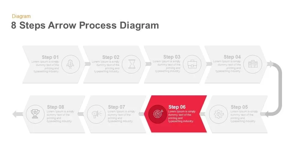 8 steps arrow flow powerpoint template