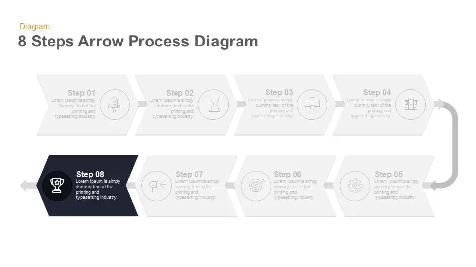 8 steps arrow flow powerpoint template