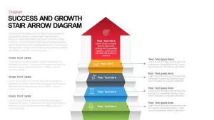 Success and Growth Stair Arrow Diagram PowerPoint Template