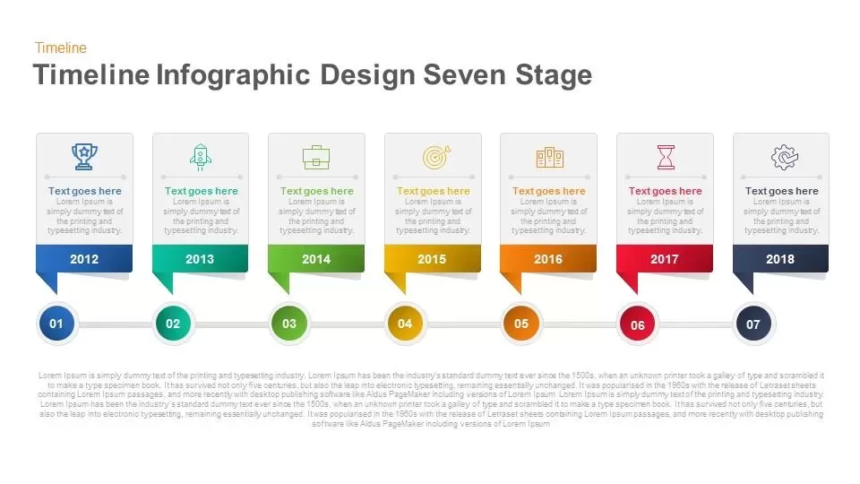 Timeline Infographic Design Seven Stage Keynote and Powerpoint template