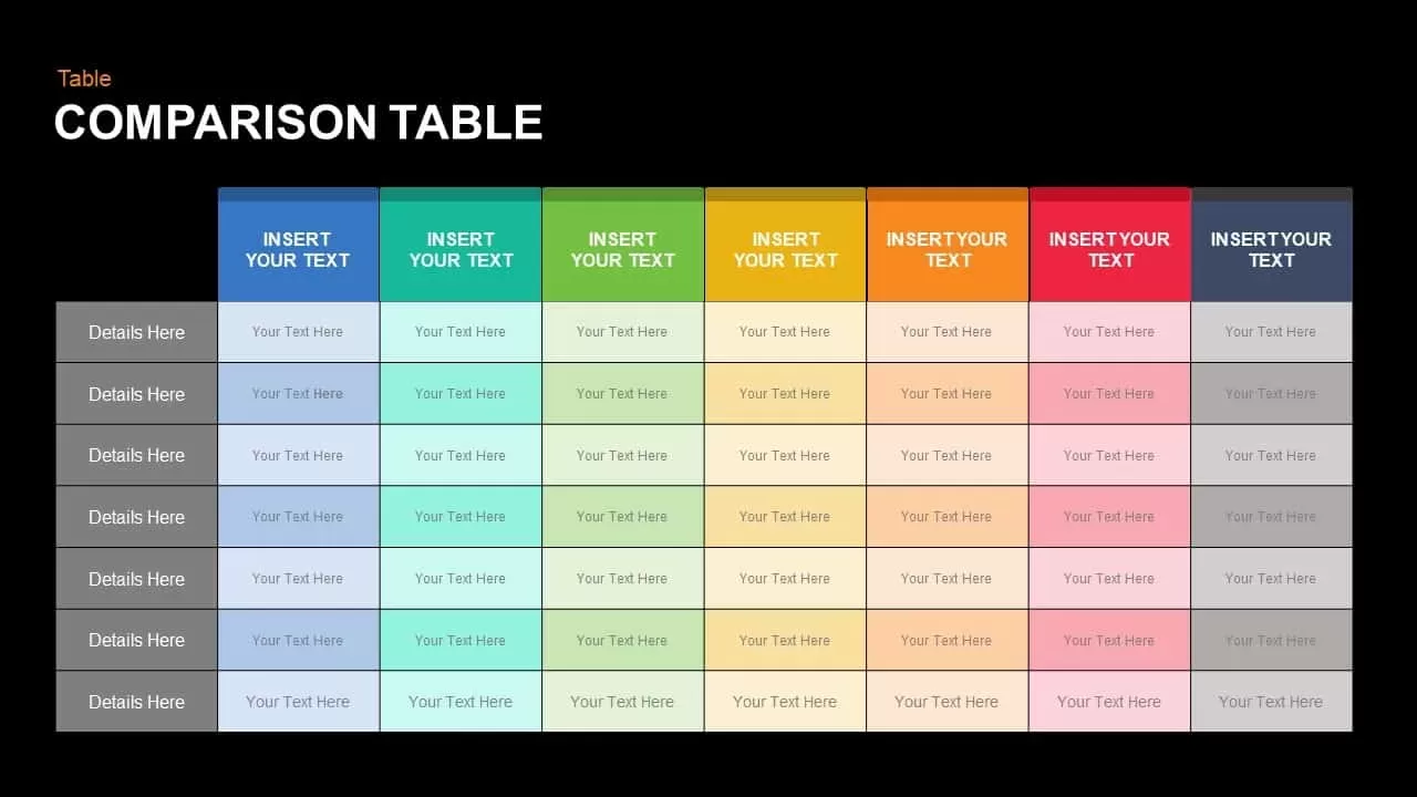 Comparison Table Keynote and Powerpoint template