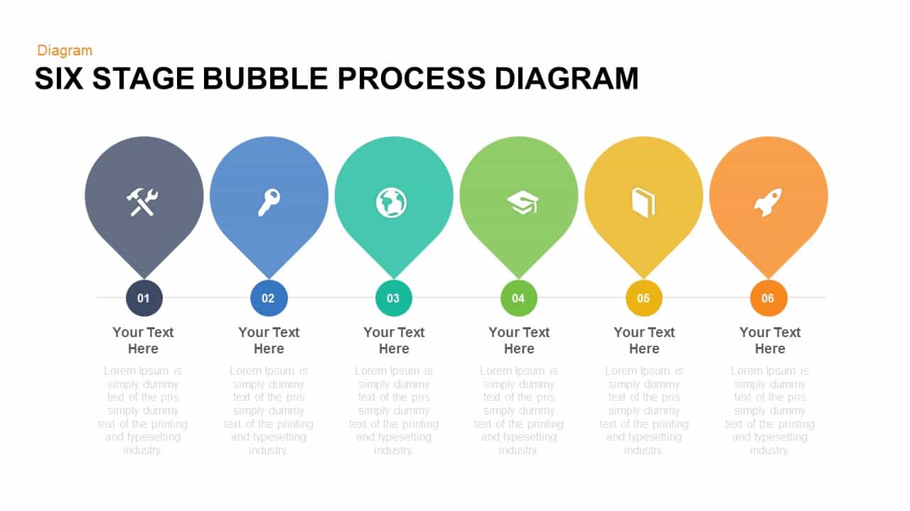 Free 6 Stage Bubble Diagram PowerPoint Template and Keynote