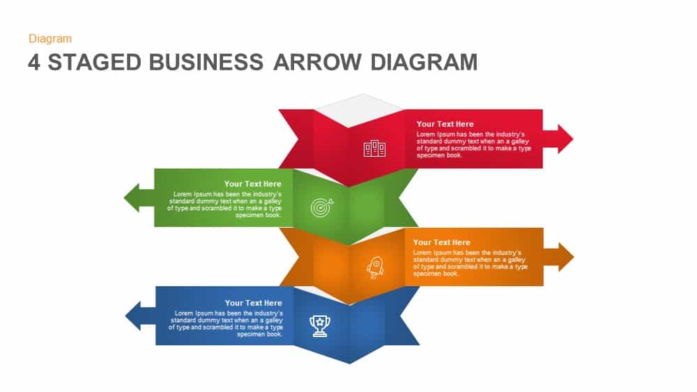 4 Staged Business Arrow Diagram Template for PowerPoint