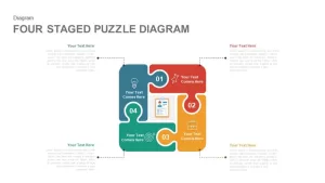 Four Staged PowerPoint Puzzle Diagram Template