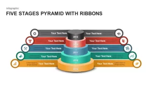 5 Stages Ribbon Pyramid Diagram Template for PowerPoint and Keynote