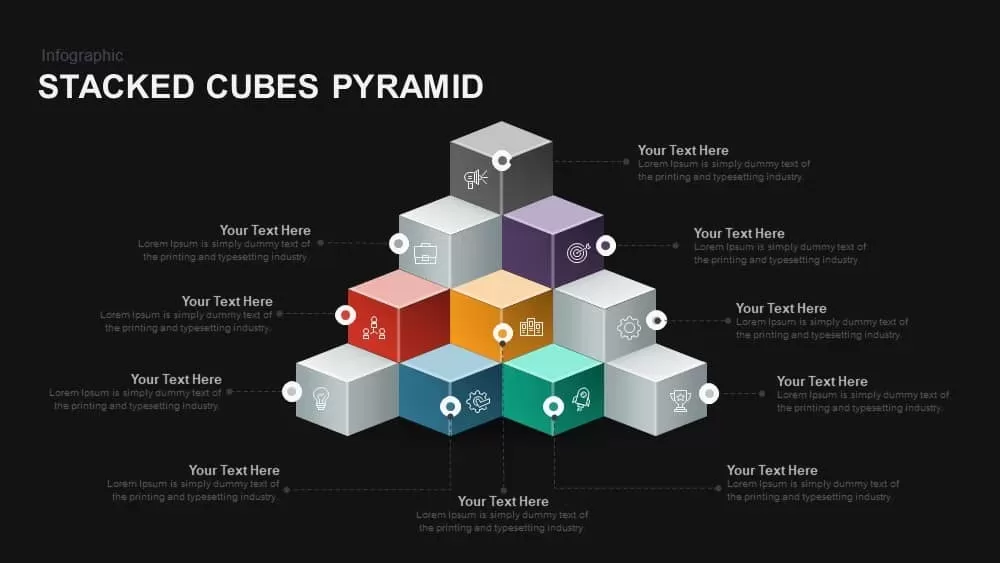 Stacked Cubes Pyramid PowerPoint template