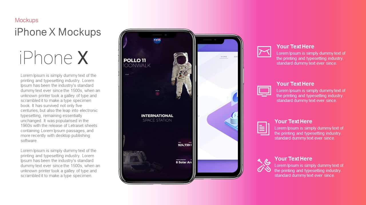 iPhone X Mockups PowerPoint