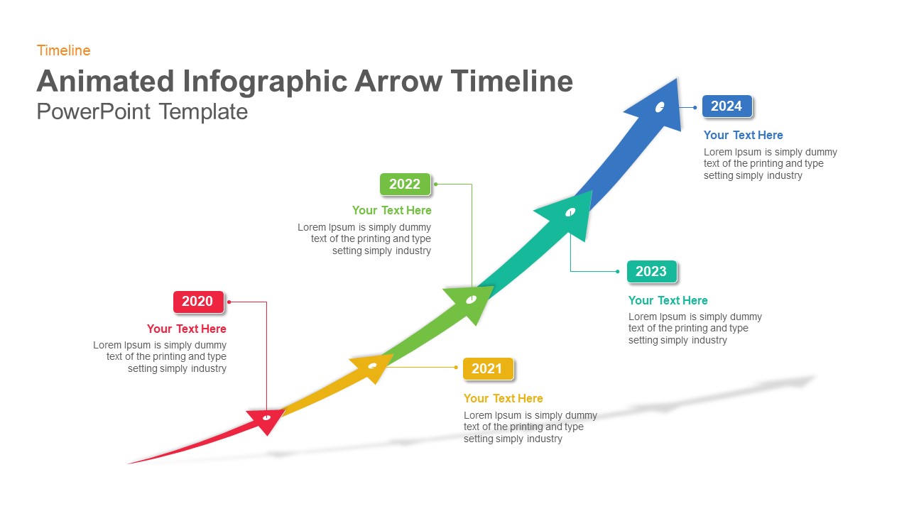 Animated Arrow Timeline Infographics PPT Template