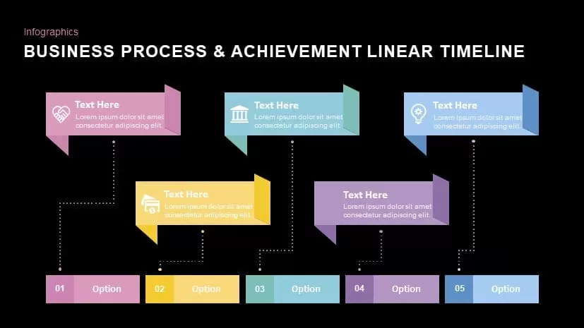 Business process & achievement linear timeline powerpoint template and keynote