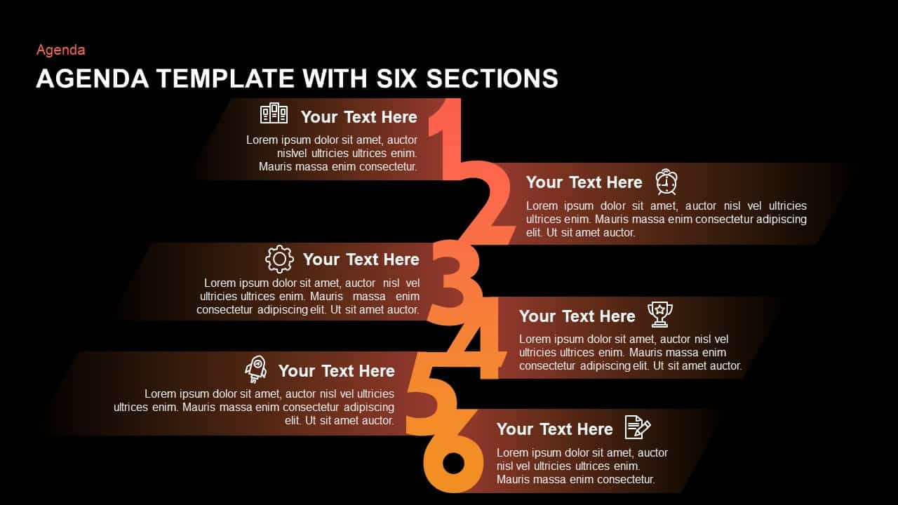 Agenda Template with Six Sections PowerPoint