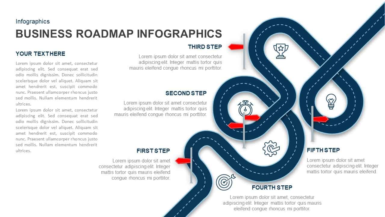 Infographics business roadmap PowerPoint template