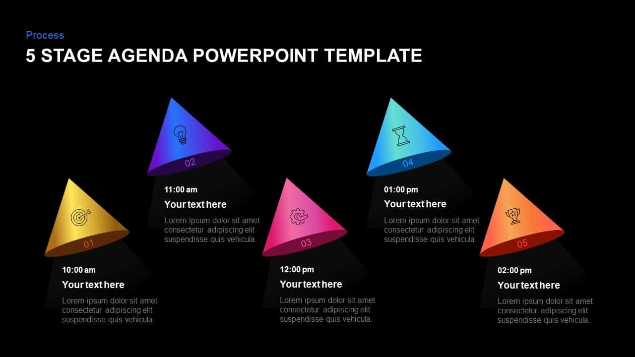 5 Stage Agenda Template for PowerPoint and Keynote