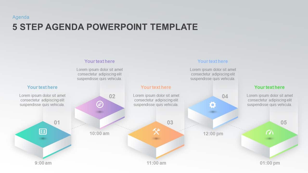 5 step agenda template for PowerPoint and keynote