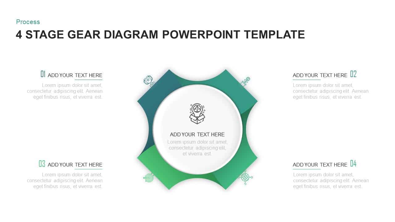 4 Step Process Gear PowerPoint Diagram