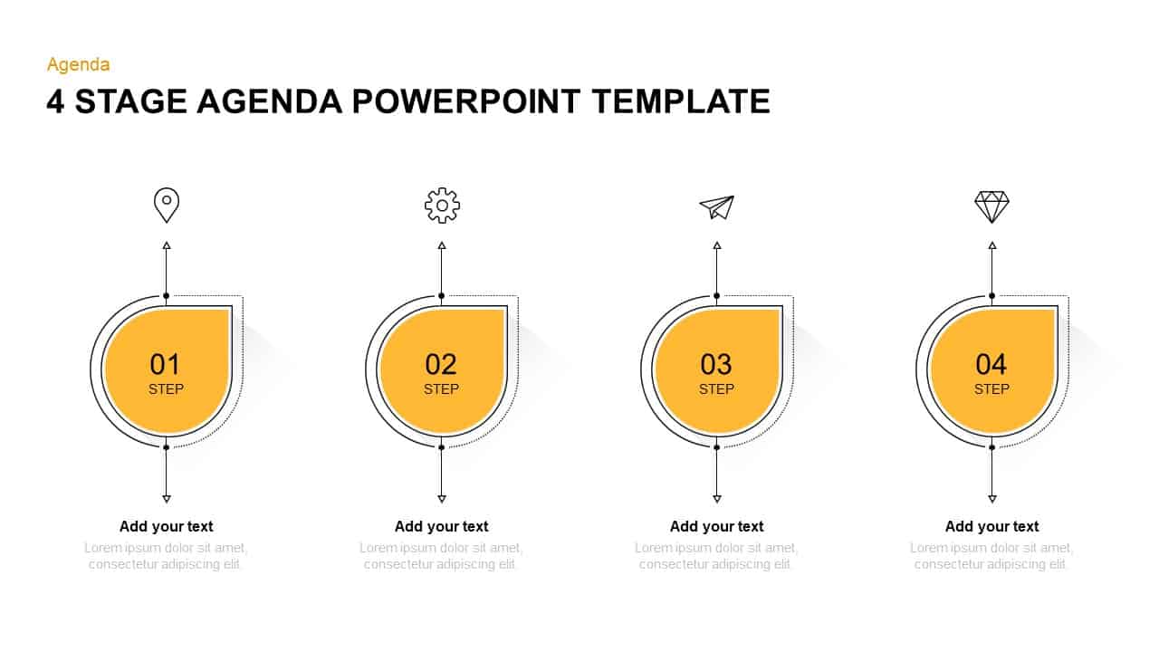 4 steps agenda PowerPoint template