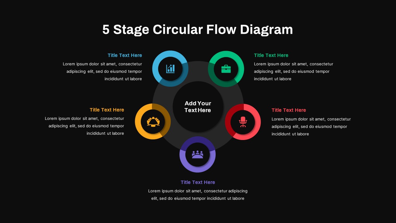 5 Stage Circular Flow Diagram PPT Template