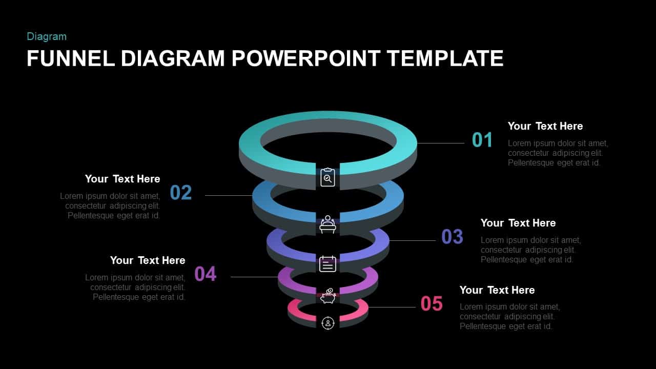 5 Step Ring Diagram Funnel Template for PowerPoint