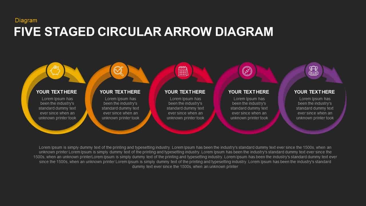 5 Steps Circular Arrow Diagram Template for PowerPoint & Keynote